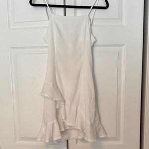 White Ruffle Hem Slip Dress size M